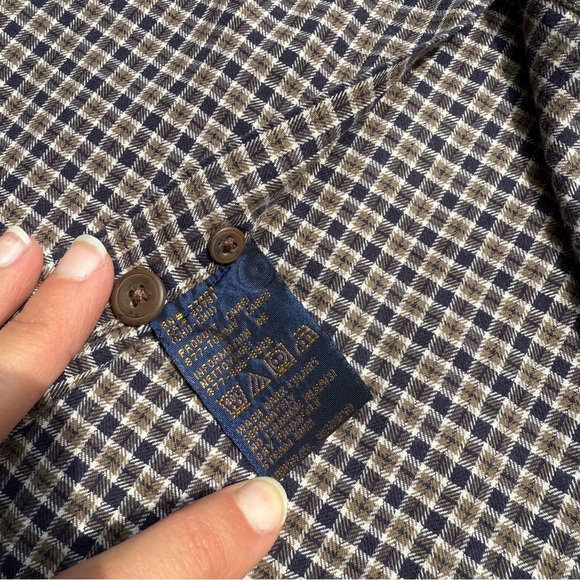 90s Tommy Hilfiger Button Up Brown Checkered M Long Sleeve Collared Shirt XL X0 - Picture 7 of 7